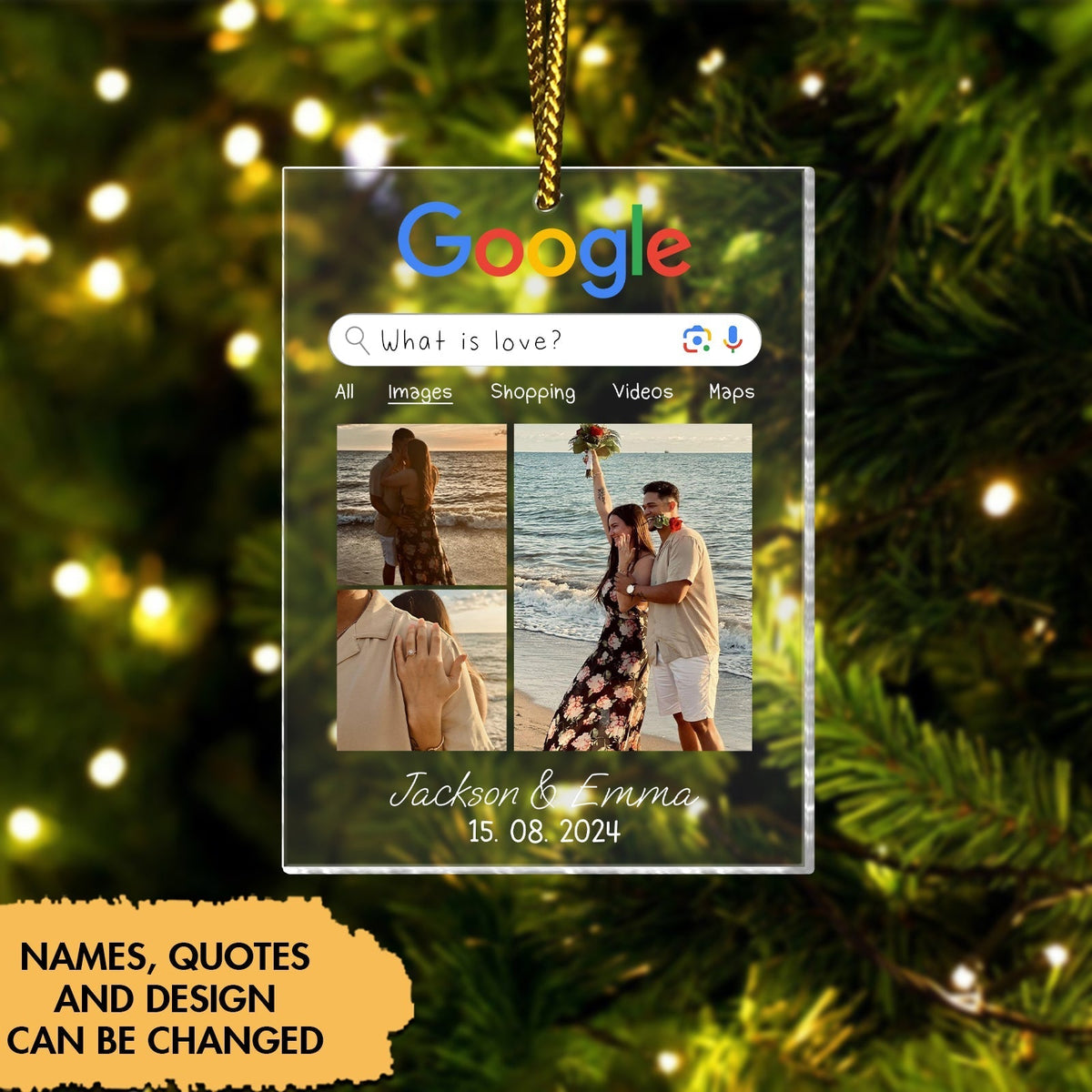 365Gifty Personalized Google Search Photo Ornament – Custom Couple Christmas Tree Decoration