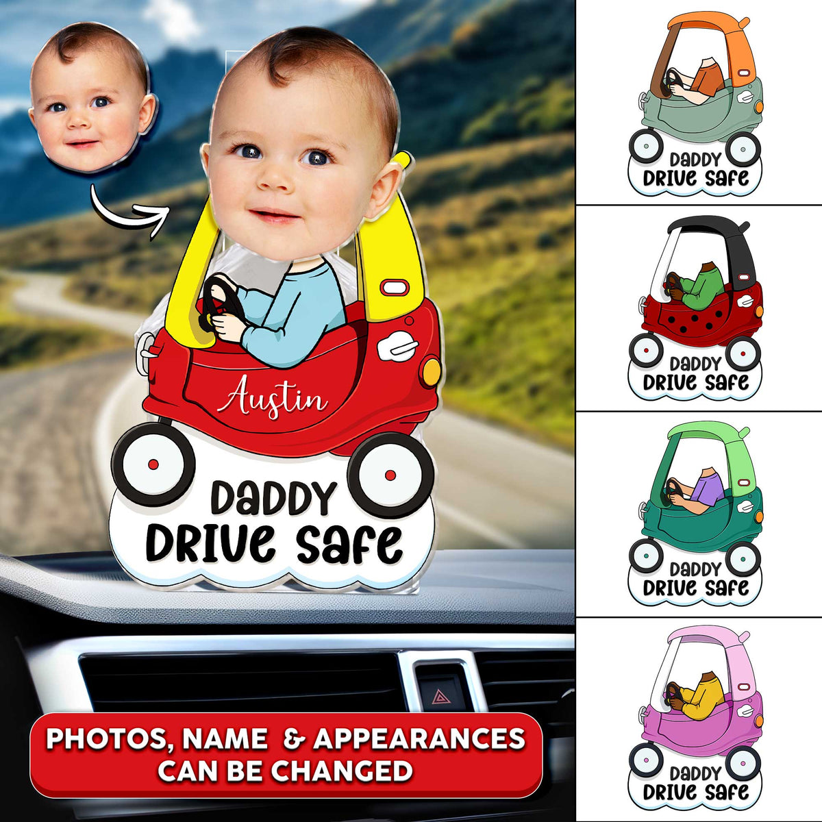 Family - Daddy Drive Safe - Personalized Custom Photo Shaking Head Standee