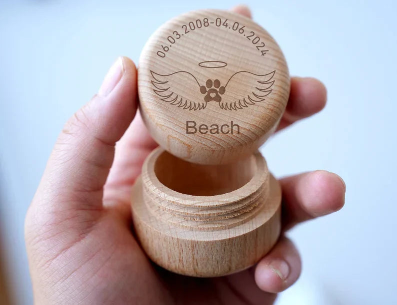 Boîte à souvenirs avec poils d’animal, Souvenir commémoratif personnalisé avec poils de chien et de chat gravés, Boîte à souvenirs personnalisée pour animal, Cadeau commémoratif pour animal, Cadeau suite à la perte d’un animal