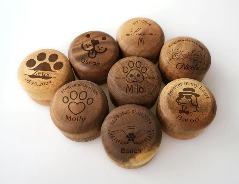 Boîte à souvenirs avec poils d’animal, Souvenir commémoratif personnalisé avec poils de chien et de chat gravés, Boîte à souvenirs personnalisée pour animal, Cadeau commémoratif pour animal, Cadeau suite à la perte d’un animal