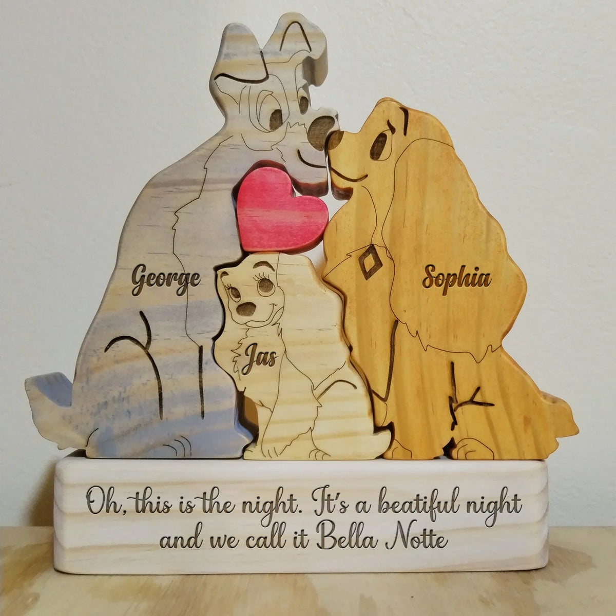 Famille - Version dessin animé d'une famille de chiens - Puzzle en bois personnalisé