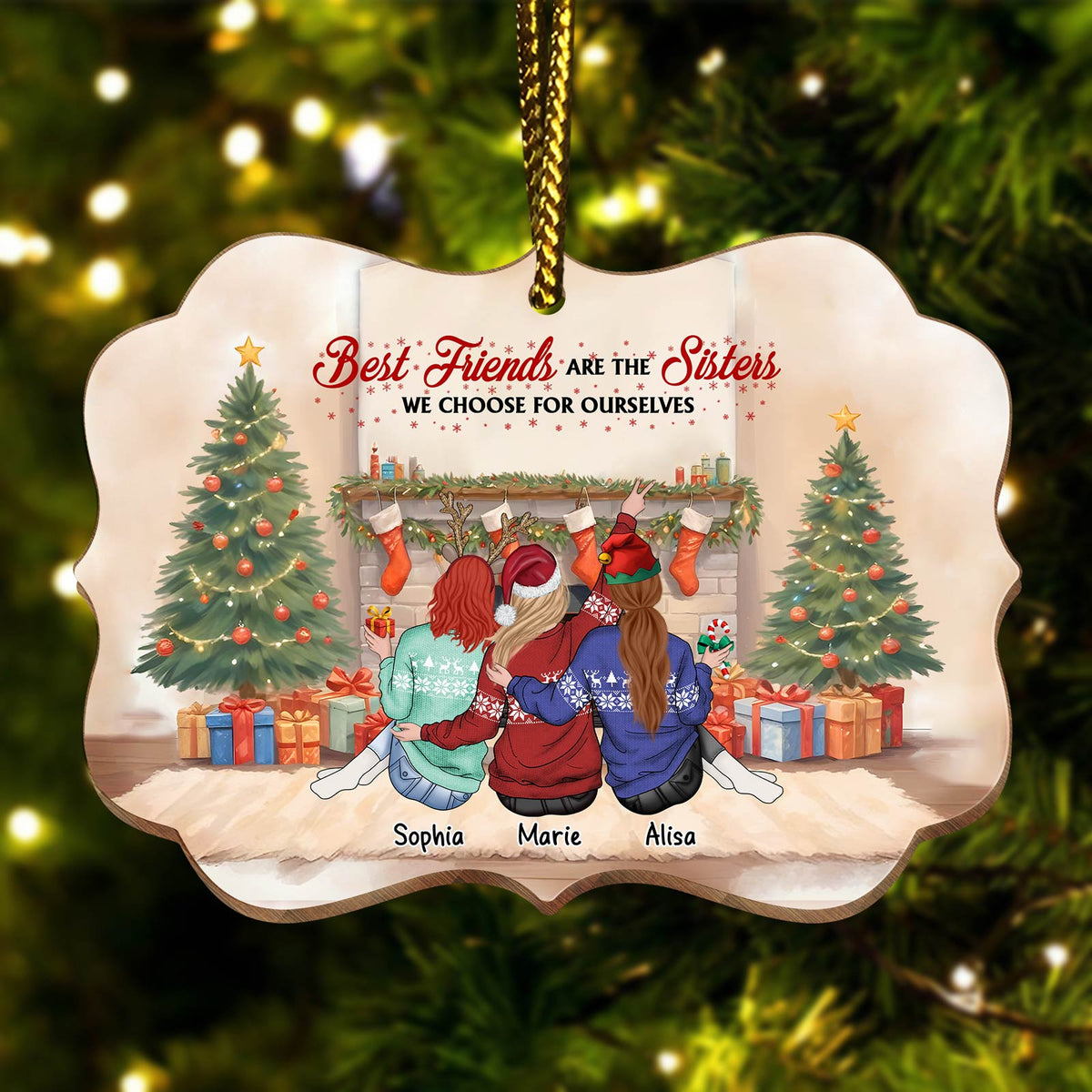 Besties - Not Sisters By Blood But Sisters By Heart - Personalized Ornament