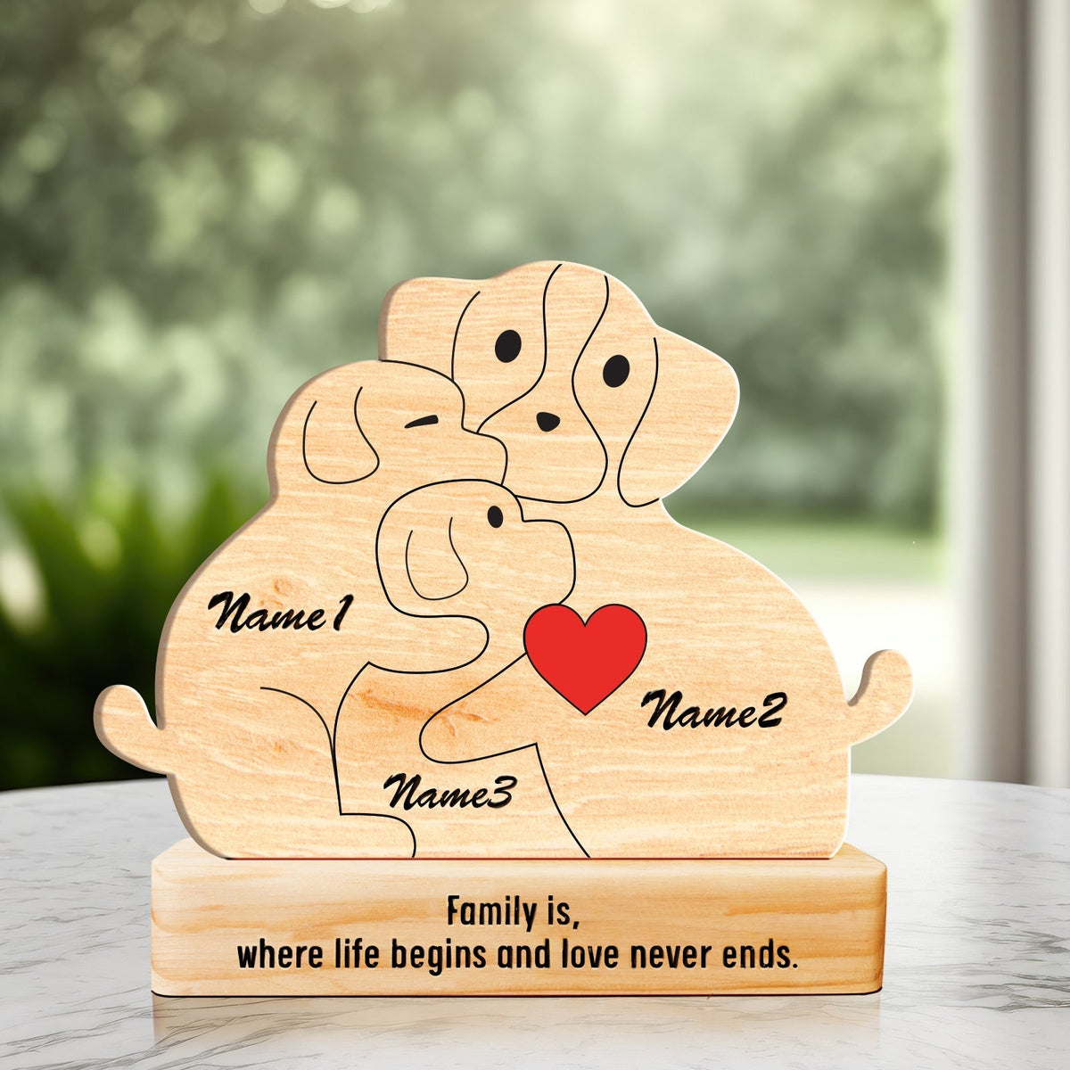 Famille - Famille de chiens mignons - Puzzle en bois personnalisé