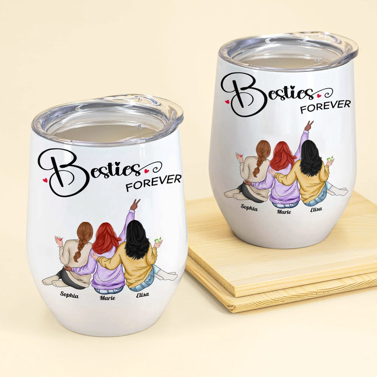 Friend - Besties Forever - Personalized Wine Tumbler