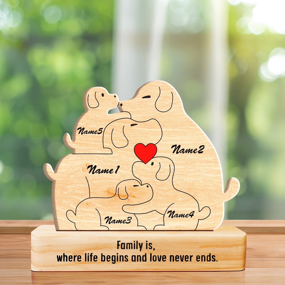 Famille - Famille de chiens mignons - Puzzle en bois personnalisé