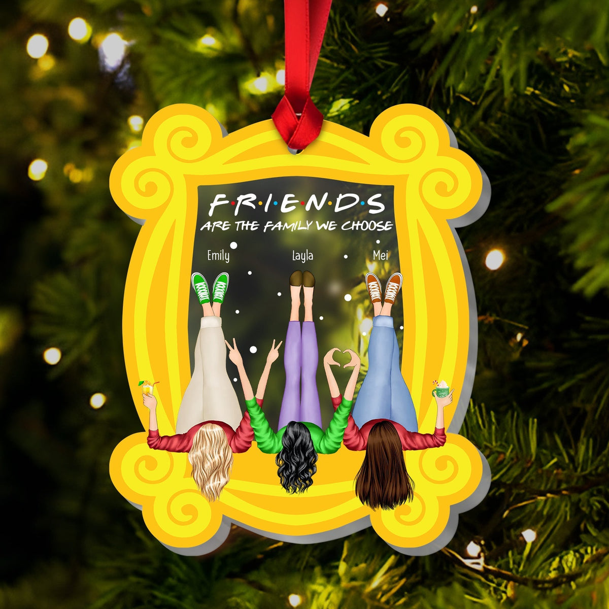 Besties - Drinking Friends Are The Family We Choose - Personalized Acrylic Ornament