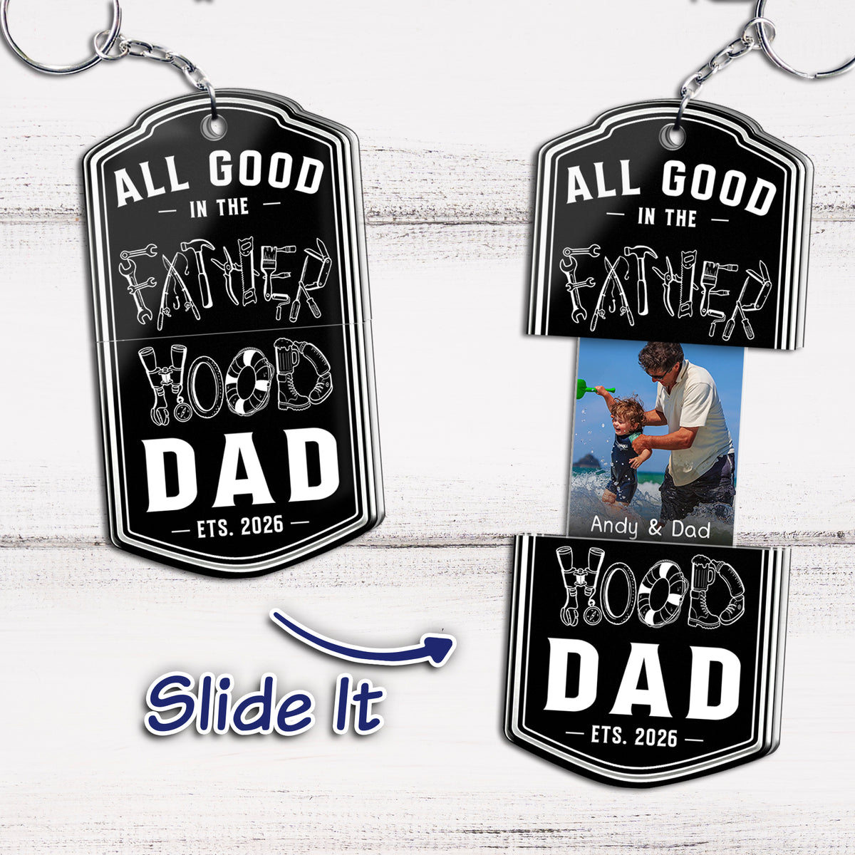 Father's Day Gift, Hidden Message for Dad, Father, Grandpa, Papa - Personalized Acrylic Keychain