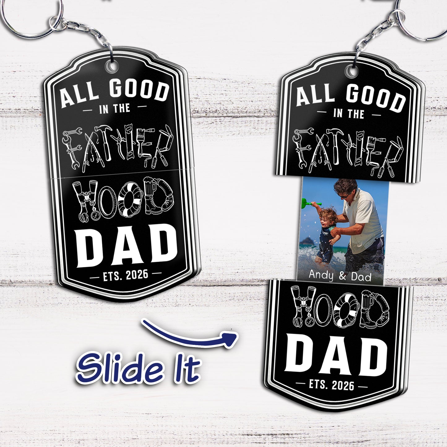 Father's Day Gift, Hidden Message for Dad, Father, Grandpa, Papa - Personalized Acrylic Keychain