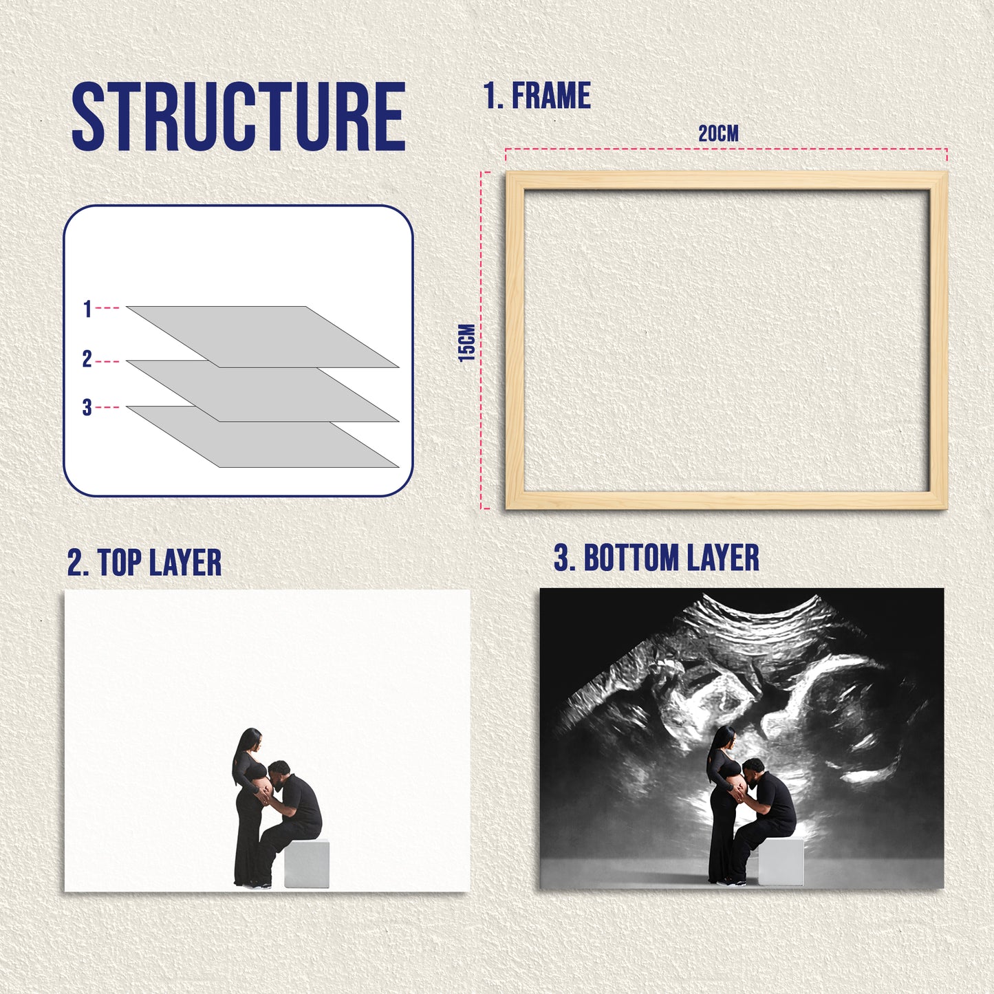 Personalized Wooden Light Up Photo Frame – Hidden Ultrasound Reveal Gift