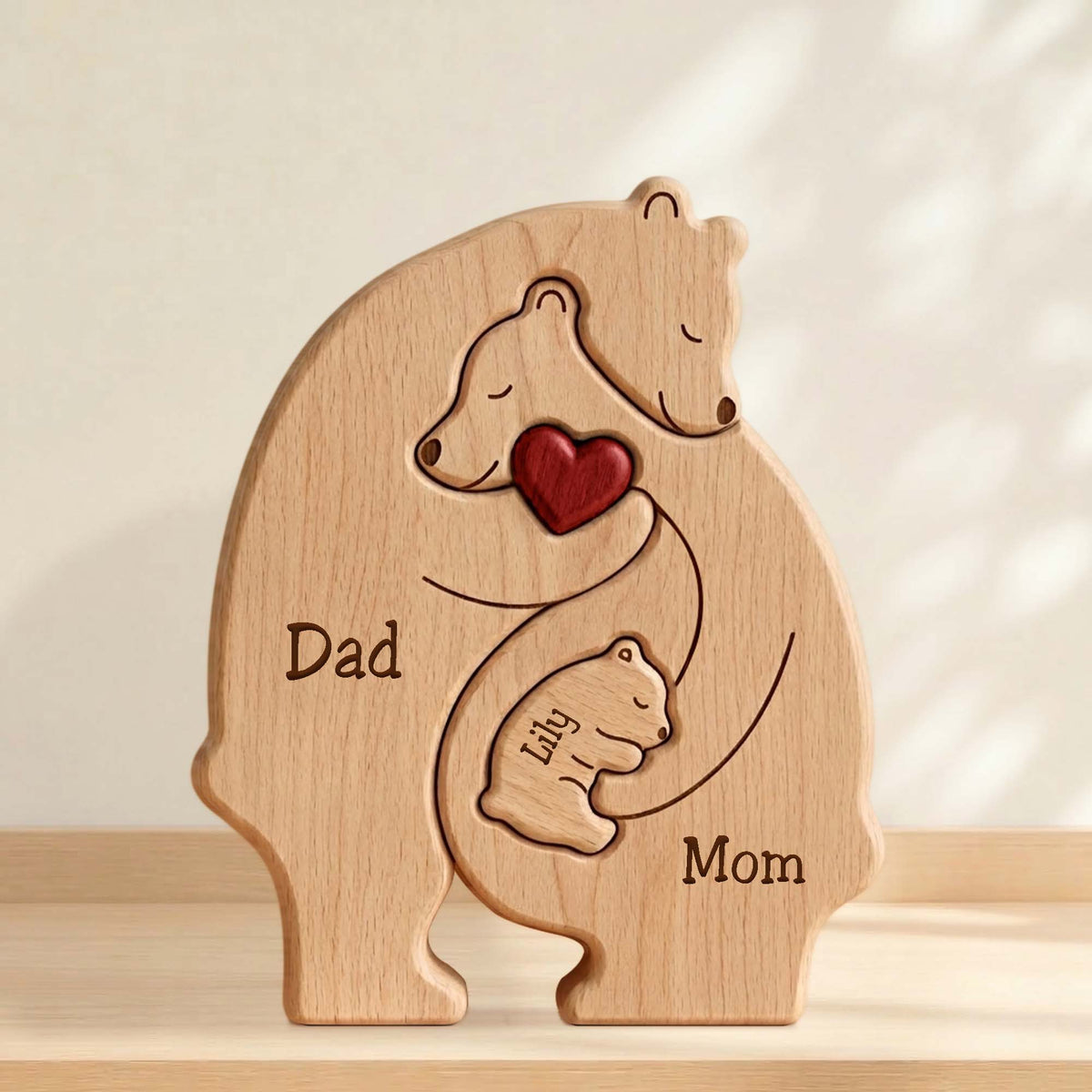 Personalized Family Wooden Puzzle – Bear Family