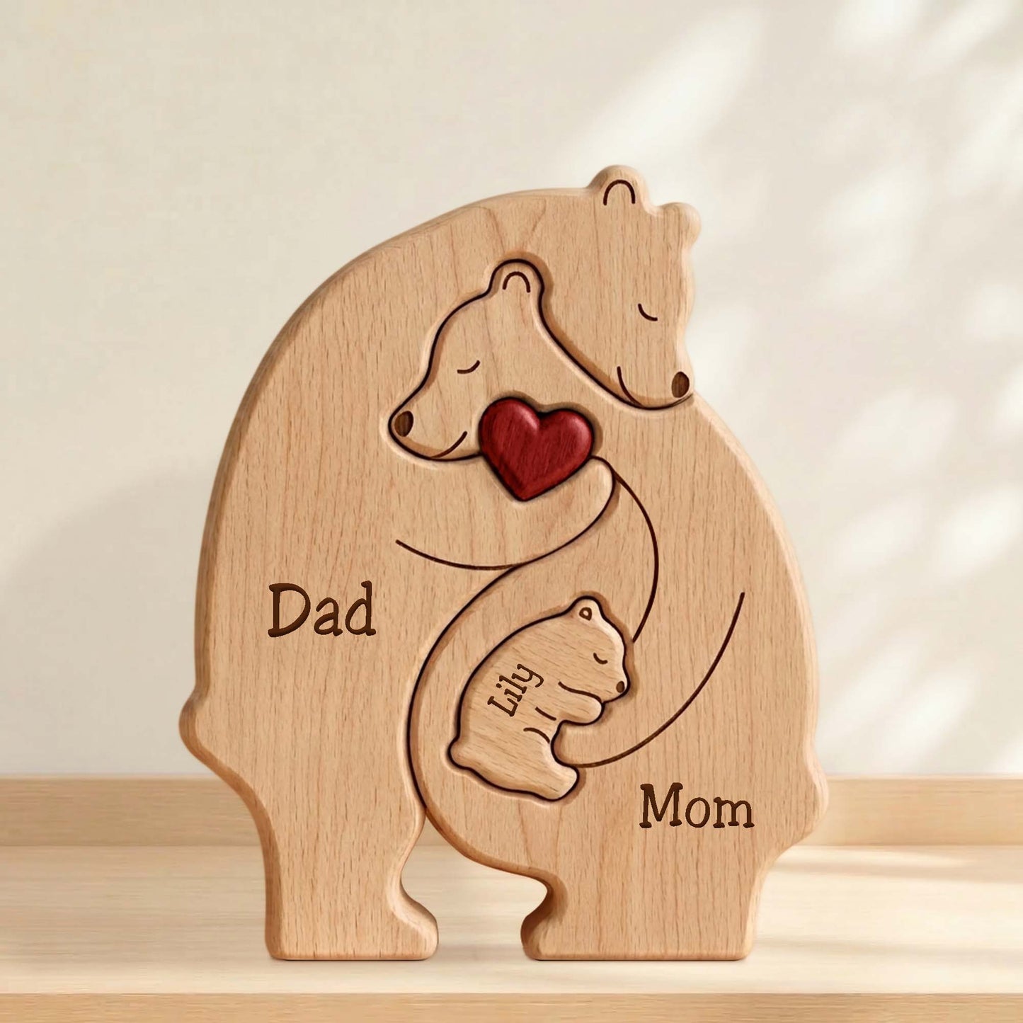 Personalized Family Wooden Puzzle – Bear Family