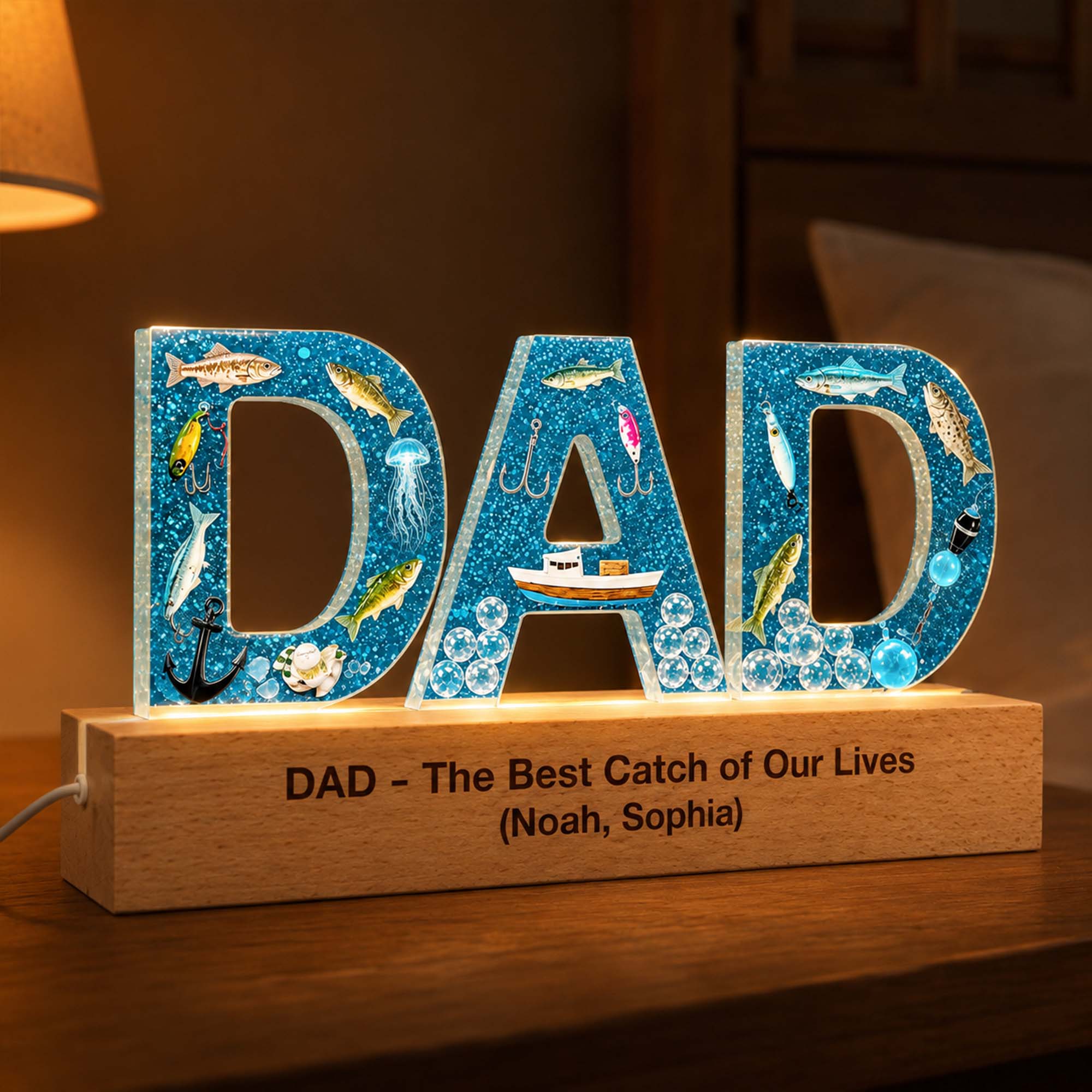 Personalized Dad LED Lamp – Custom Gift for Dad, Father's Day Celebration & Home Decor