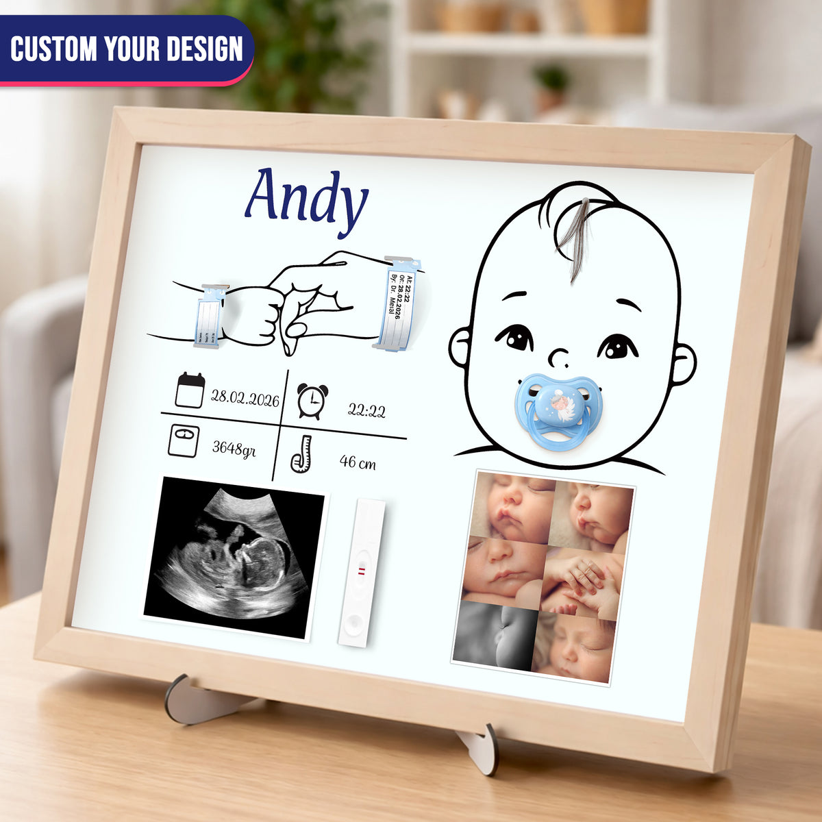 Personalized Wooden Baby Memory Sign – Baby’s First Moments Keepsake