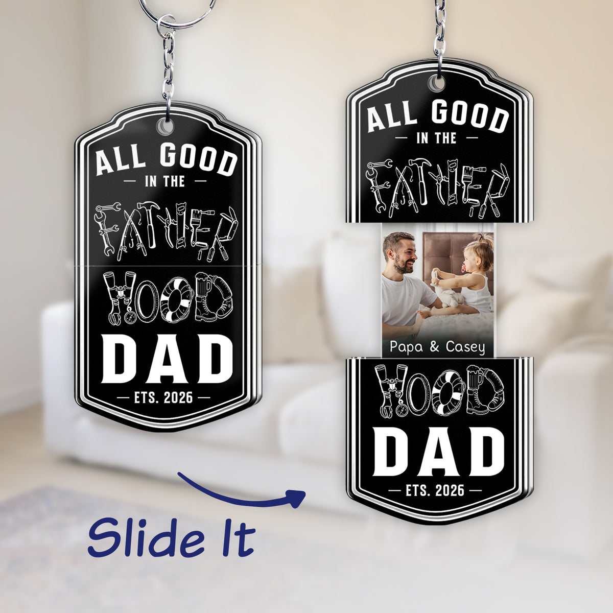 Father's Day Gift, Hidden Message for Dad, Father, Grandpa, Papa - Personalized Acrylic Keychain