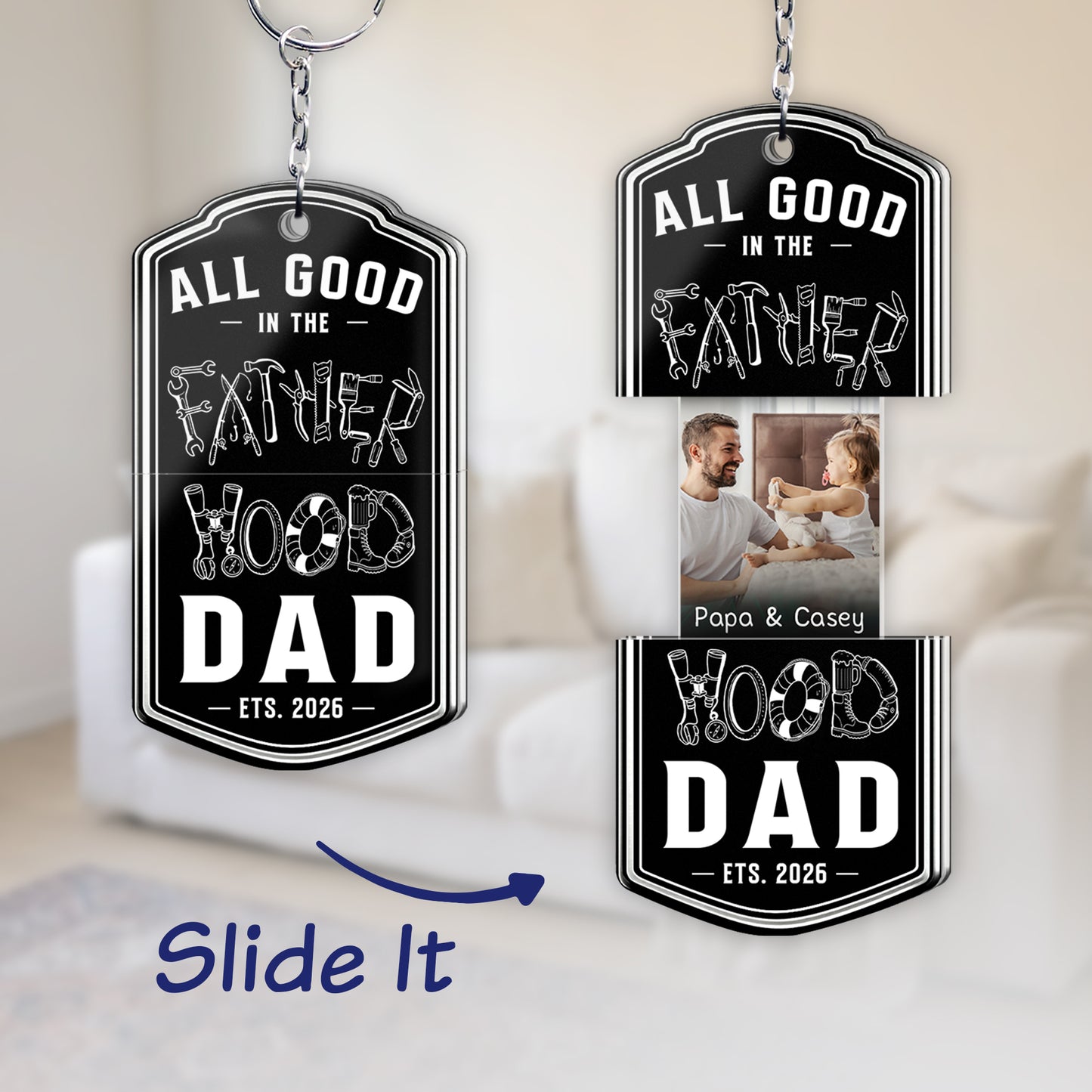 Father's Day Gift, Hidden Message for Dad, Father, Grandpa, Papa - Personalized Acrylic Keychain