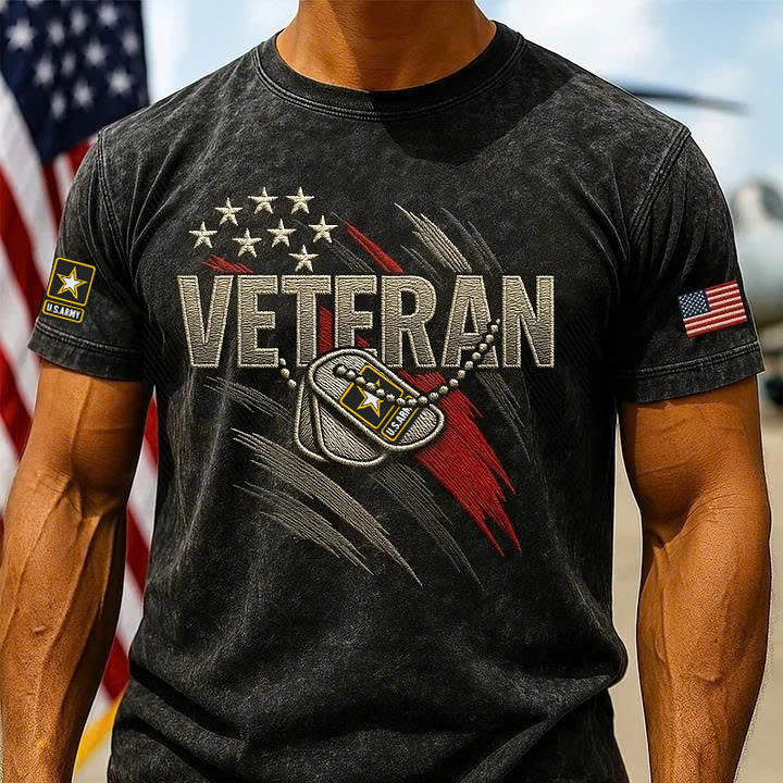 Vintage Wash Veteran Dog Tag Shirt