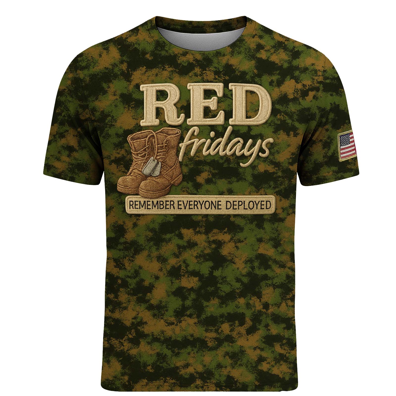 Red Friday All-Over Print Camouflage Apparel Set (T-Shirt, Hoodie, & Cap)