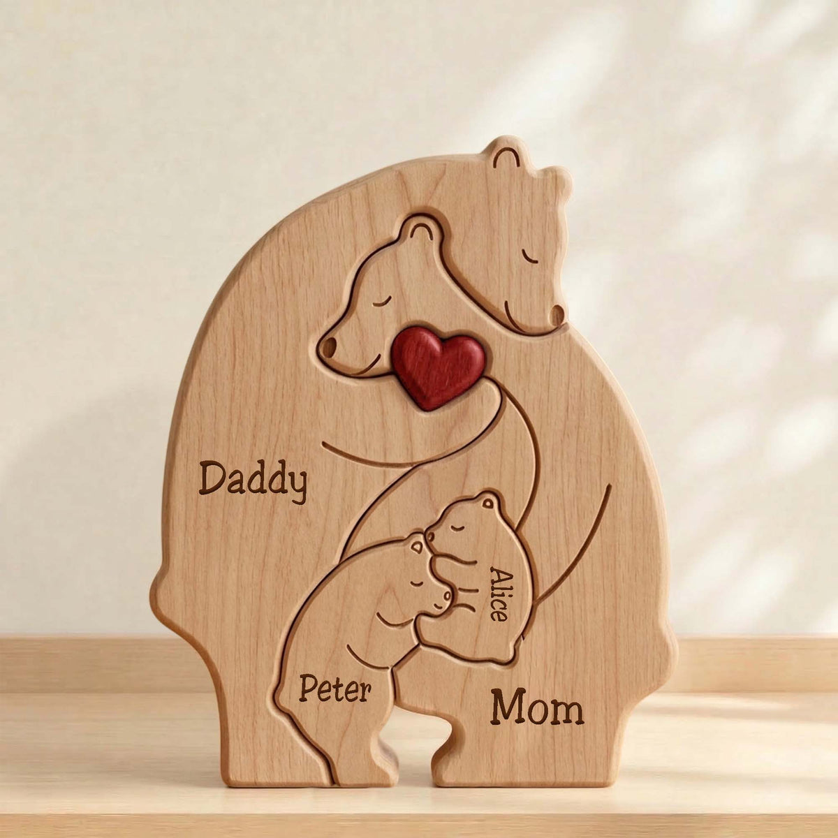 Personalized Family Wooden Puzzle – Bear Family