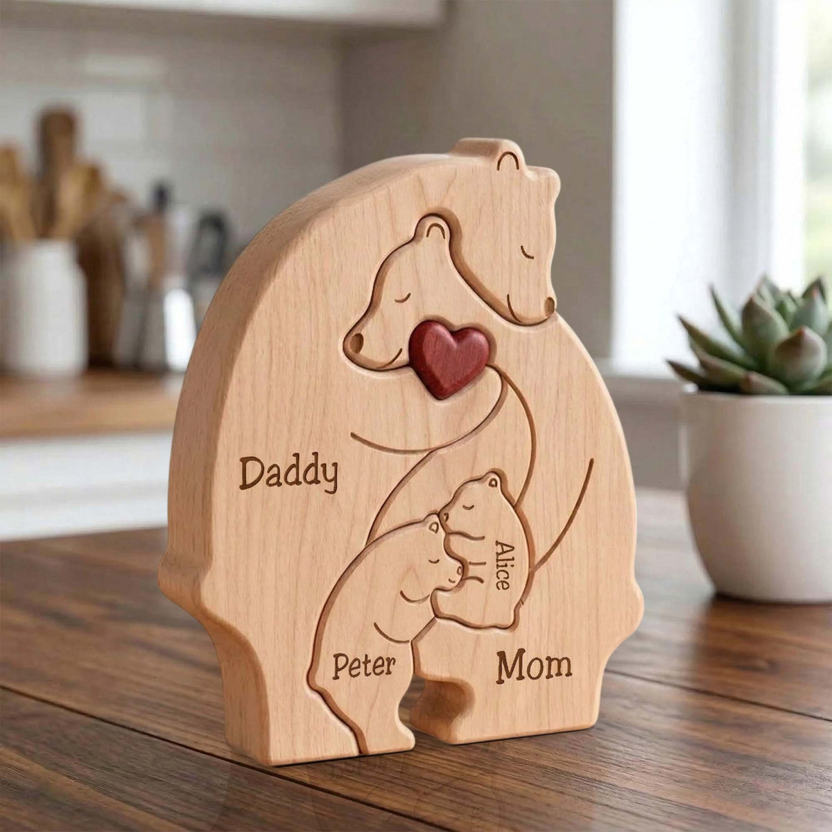 Personalized Family Wooden Puzzle – Bear Family