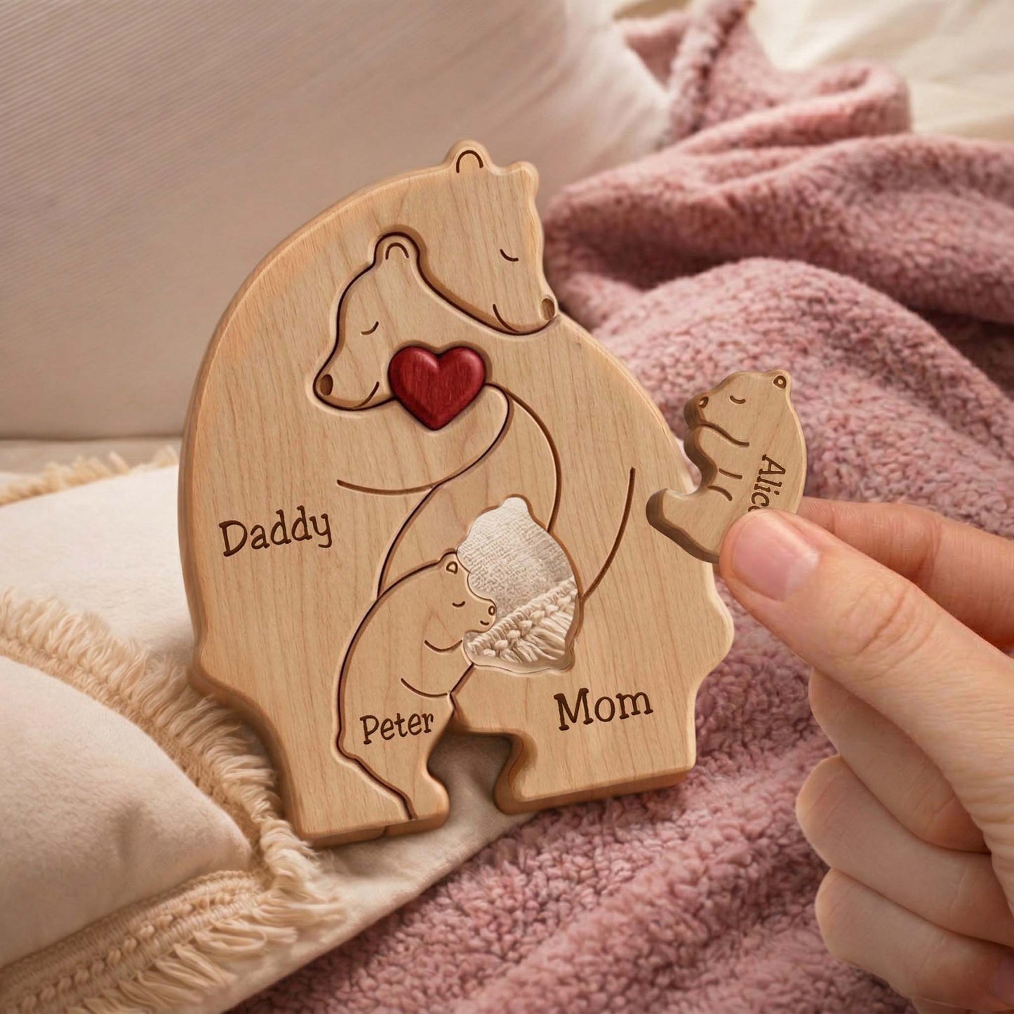 Personalized Family Wooden Puzzle – Bear Family