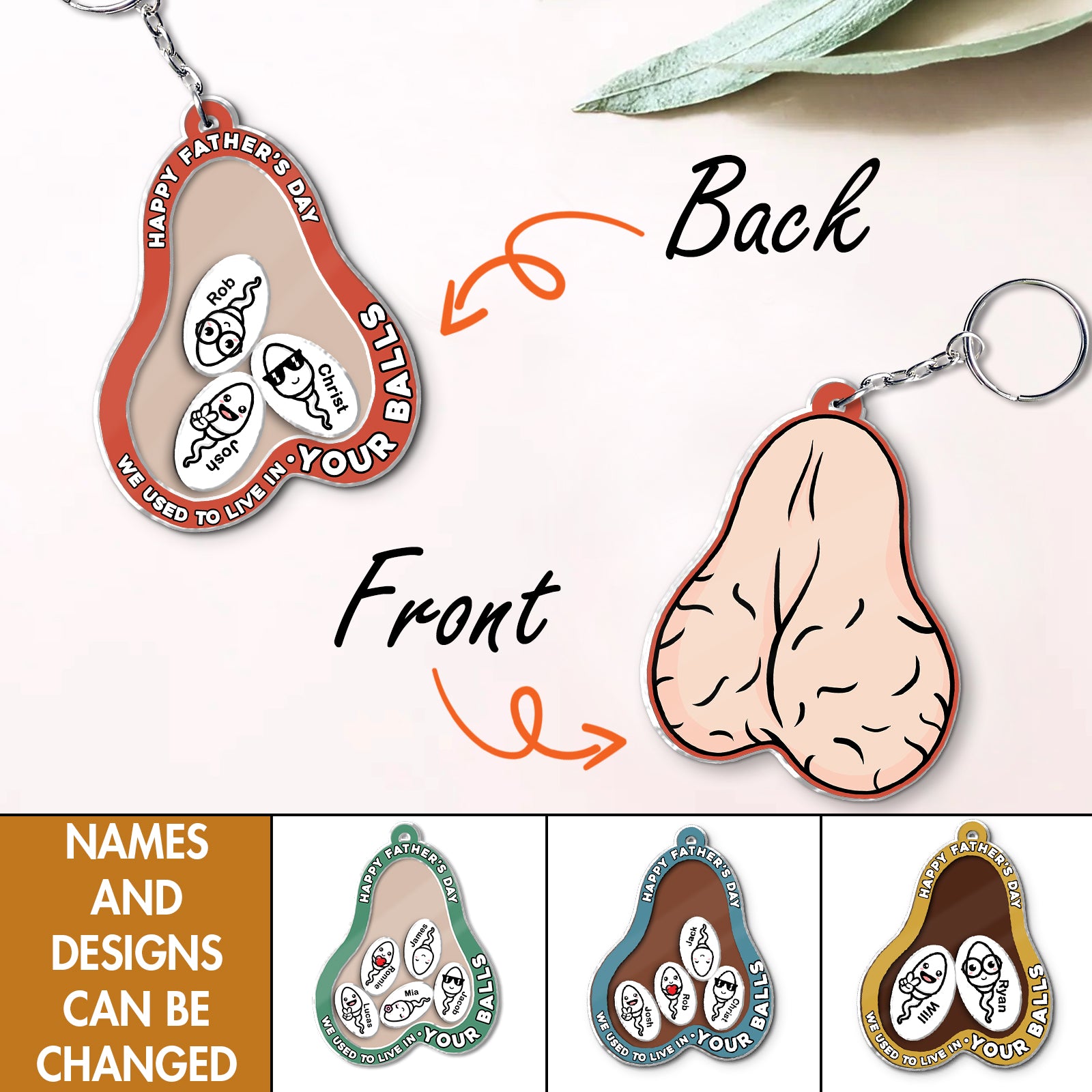 Personalized Funny Shaking Keychain - We used to live in your balls, father's day