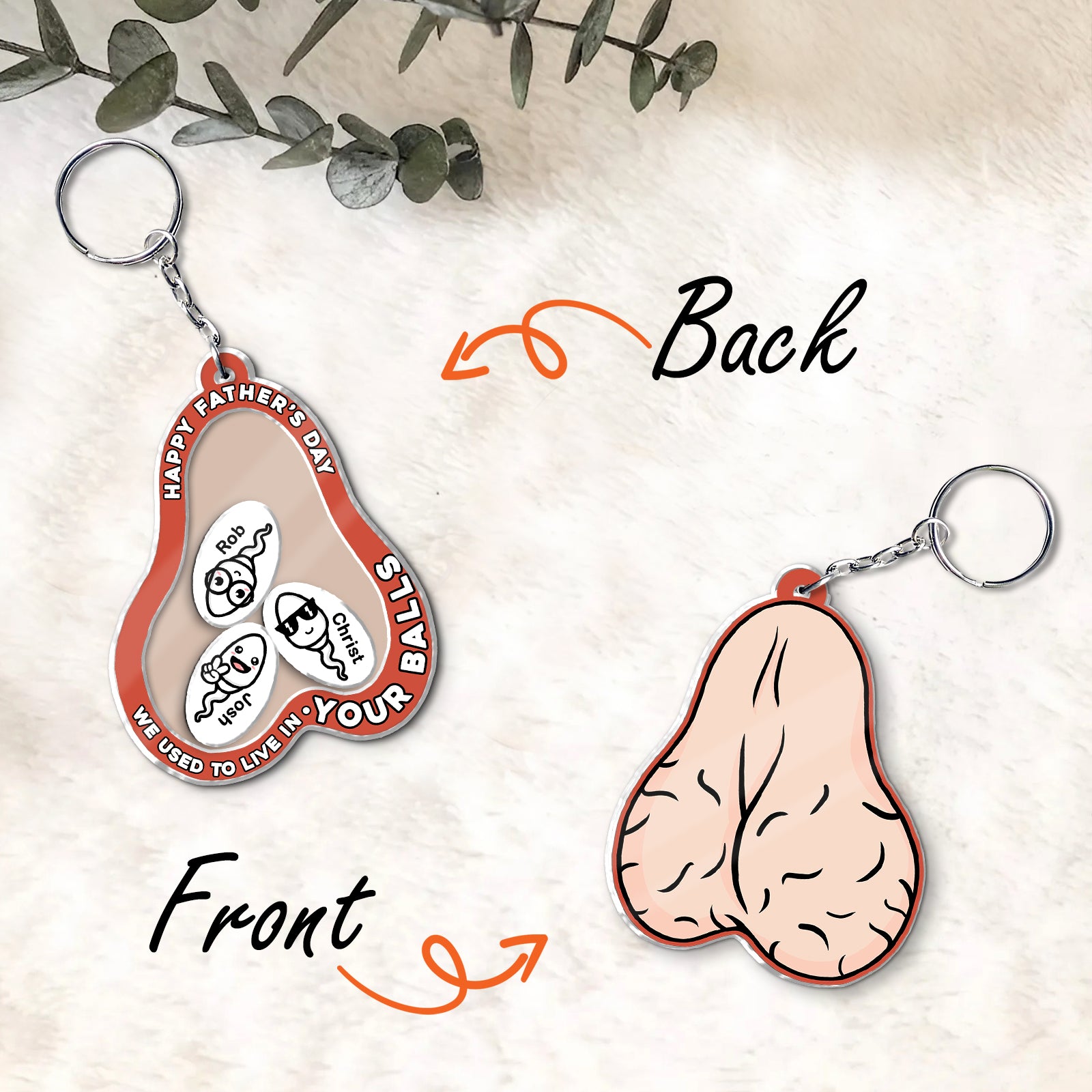 Personalized Funny Shaking Keychain - We used to live in your balls, father's day