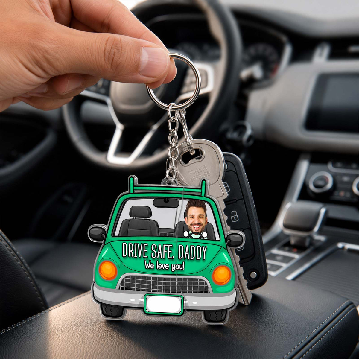 Personalized Hidden Slider Keychain for Dad – Drive Safe Daddy Custom Photo Gift