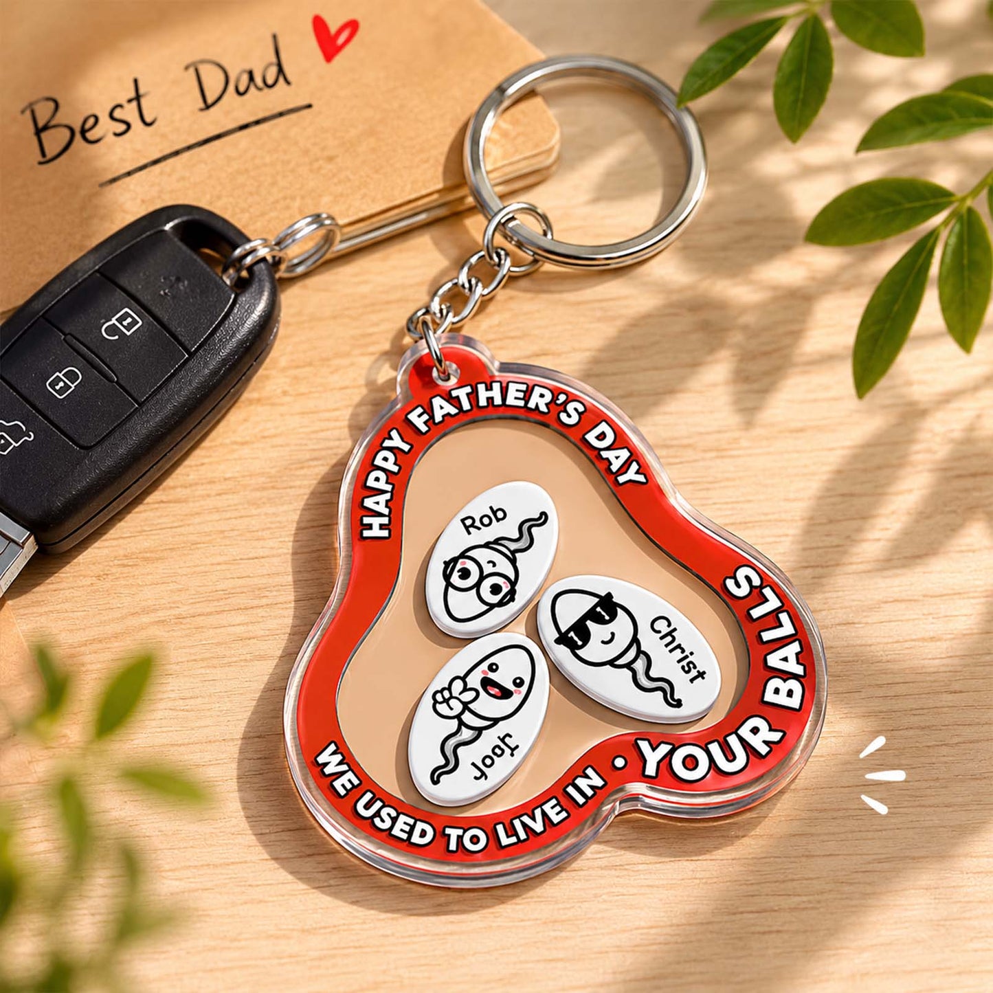 Personalized Funny Shaking Keychain - We used to live in your balls, father's day