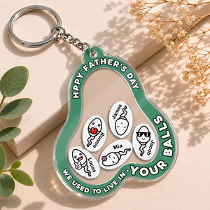 Personalized Funny Shaking Keychain - We used to live in your balls, father's day