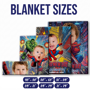Personalized Spider-Baby Photo Blanket – Custom Baby Face & Name Blanket