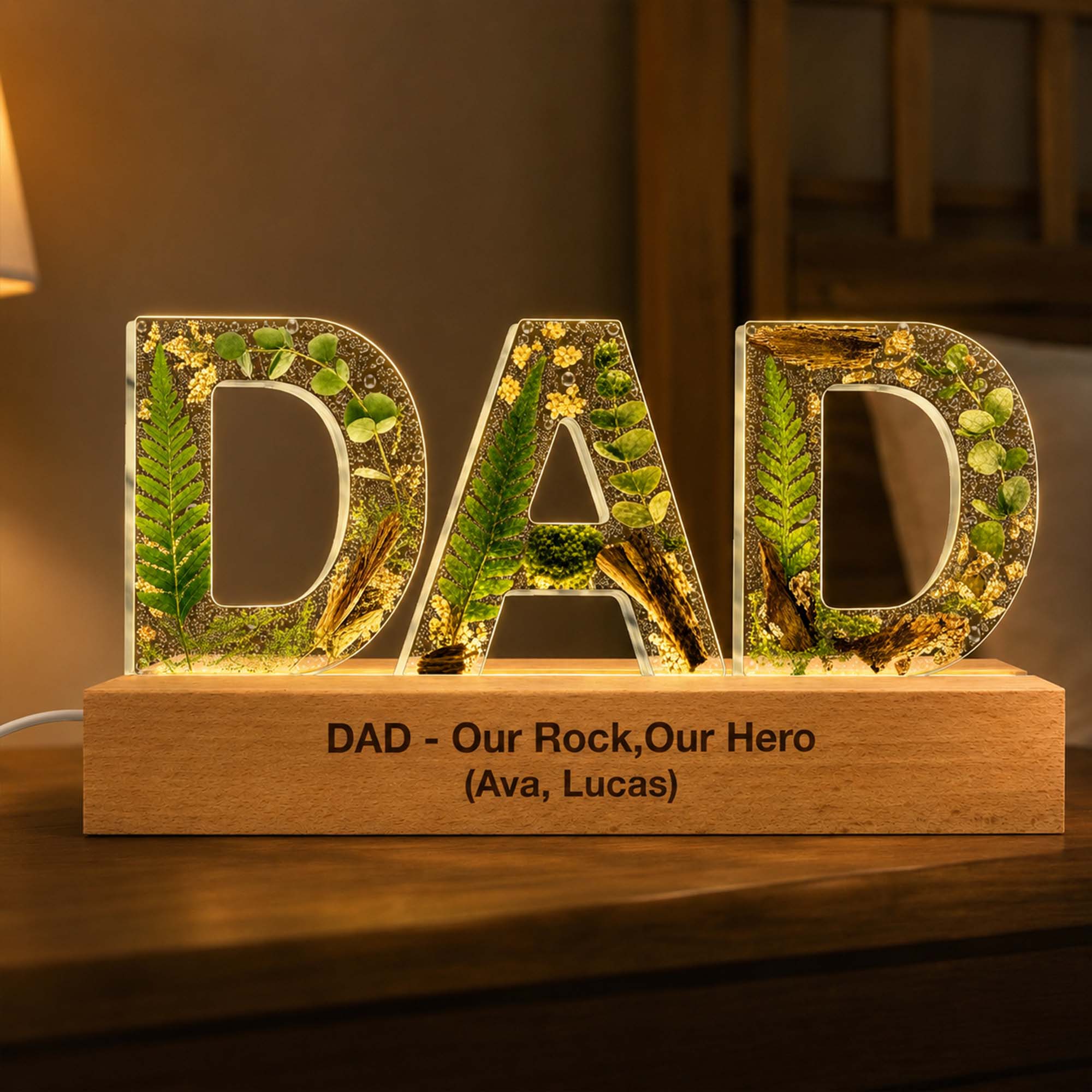 Personalized Dad LED Lamp – Custom Gift for Dad, Father's Day Celebration & Home Decor