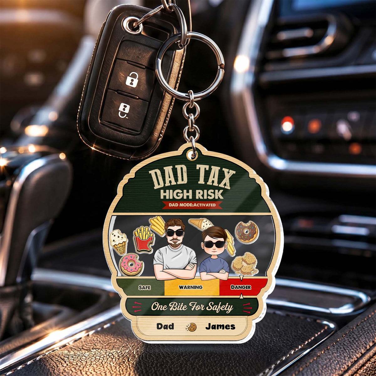 Dad Tax Shaking Keychain - Personalized Father's Day Gift for Dad, Father, Grandpa & Papa, Custom Acrylic Keychain