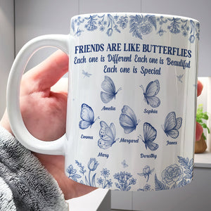 365Gifty ceramic friendship mug with blue butterfly design and names personalized gift for friends and sisters