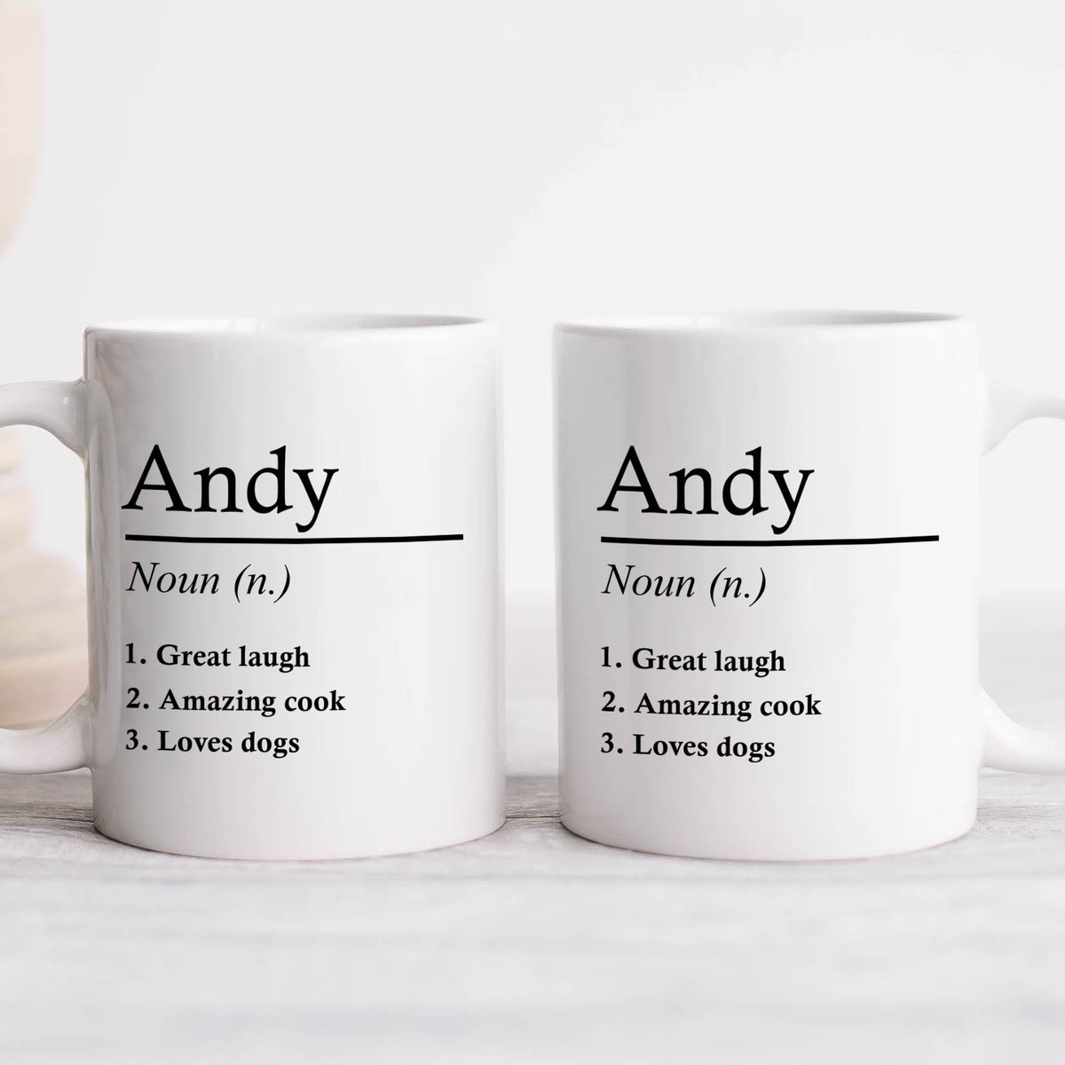 365Gifty white ceramic mugs with Andy definition printed side by side ideal funny definition mug for family gift