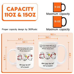 personalized Halloween ghost mug 11oz and 15oz white ceramic with three cartoon ghosts and funny spooky quote