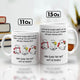 Two white 11oz and 15oz personalized Halloween ghost mug with three named ghost friends floral accents and funny friend quote
