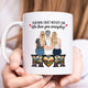 365Gifty white ceramic mug with illustration of three daughters hugging mom and text unique gifts for mom from daughters