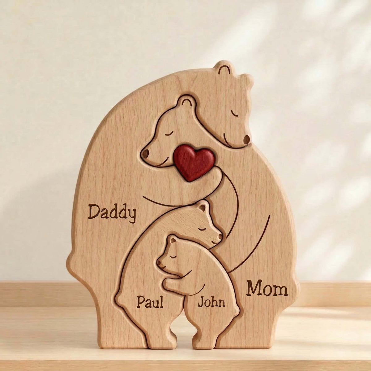 Personalized Family Wooden Puzzle – Bear Family