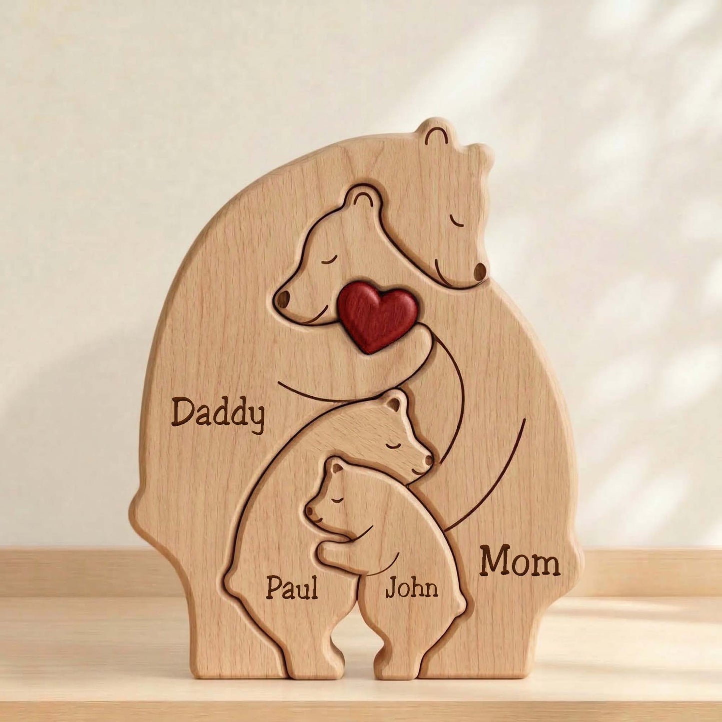Personalized Family Wooden Puzzle – Bear Family
