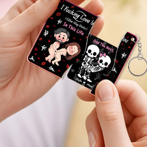 Personalized Couple Hidden Slider Keychain – Romantic Surprise Gift