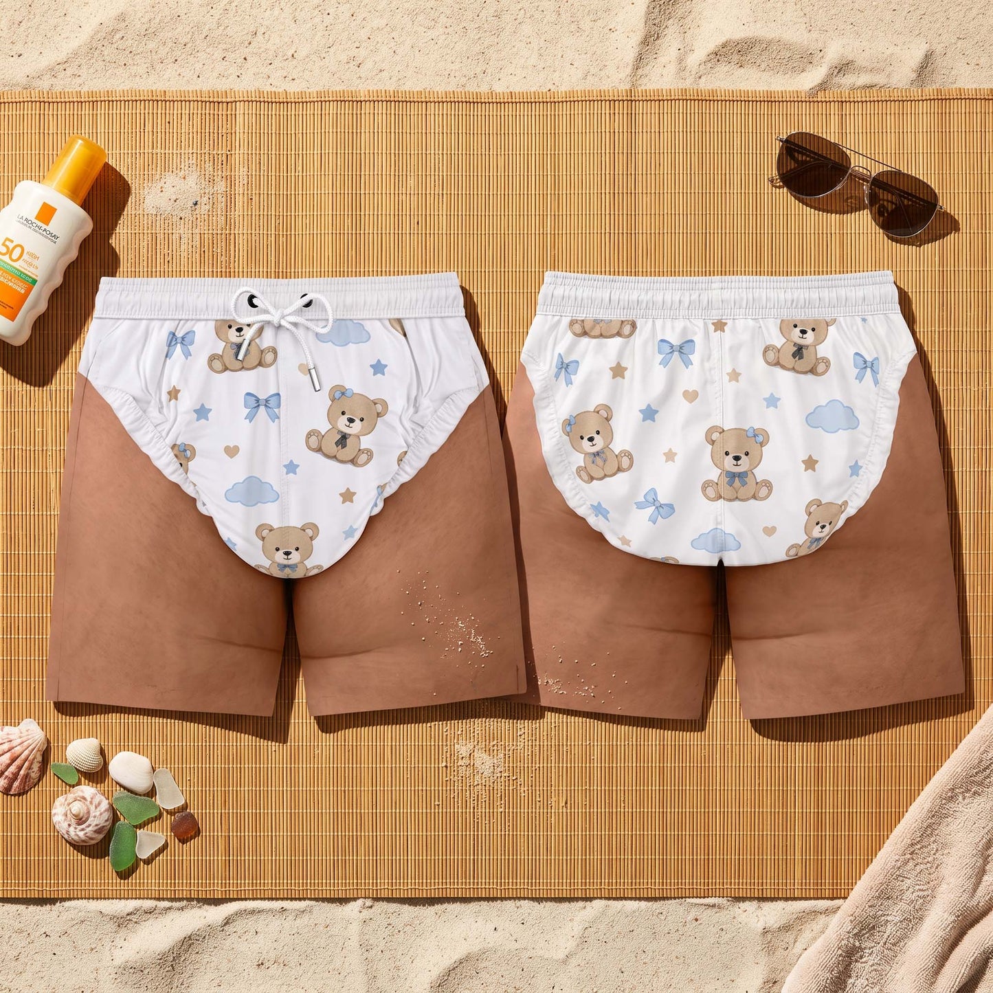 Funny Baby Diaper Men's Swim Trunks – Novelty Beach Shorts, Father's Day Gift