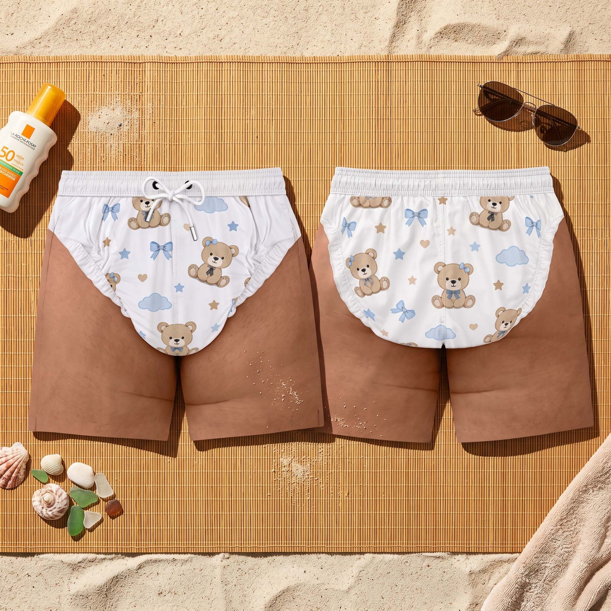Funny Baby Diaper Men's Swim Trunks – Novelty Beach Shorts, Father's Day Gift
