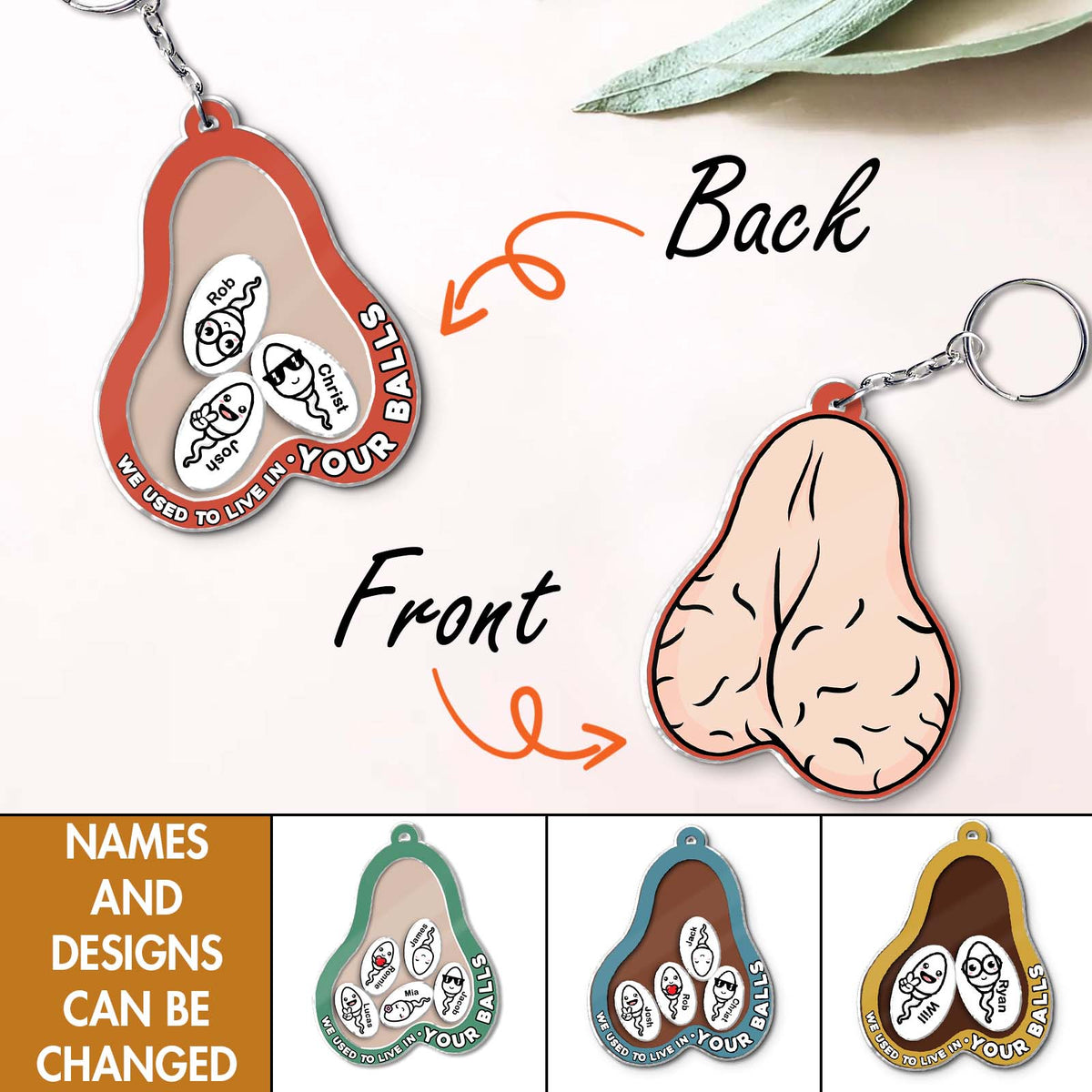 Personalized Funny Shaking Keychain - We used to live in your balls, father's day