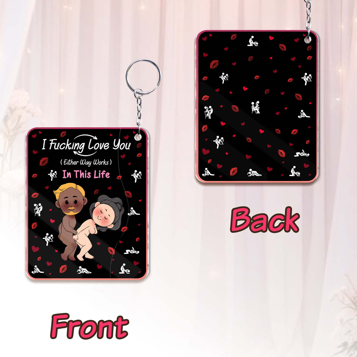 Personalized Couple Hidden Slider Keychain – Romantic Surprise Gift
