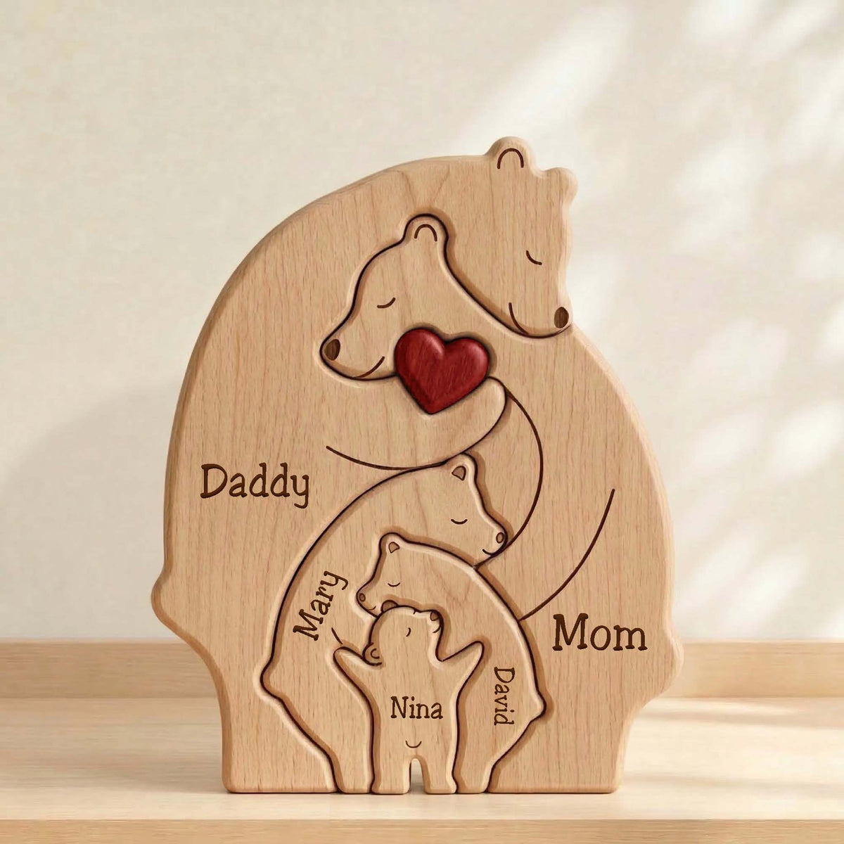 Personalized Family Wooden Puzzle – Bear Family