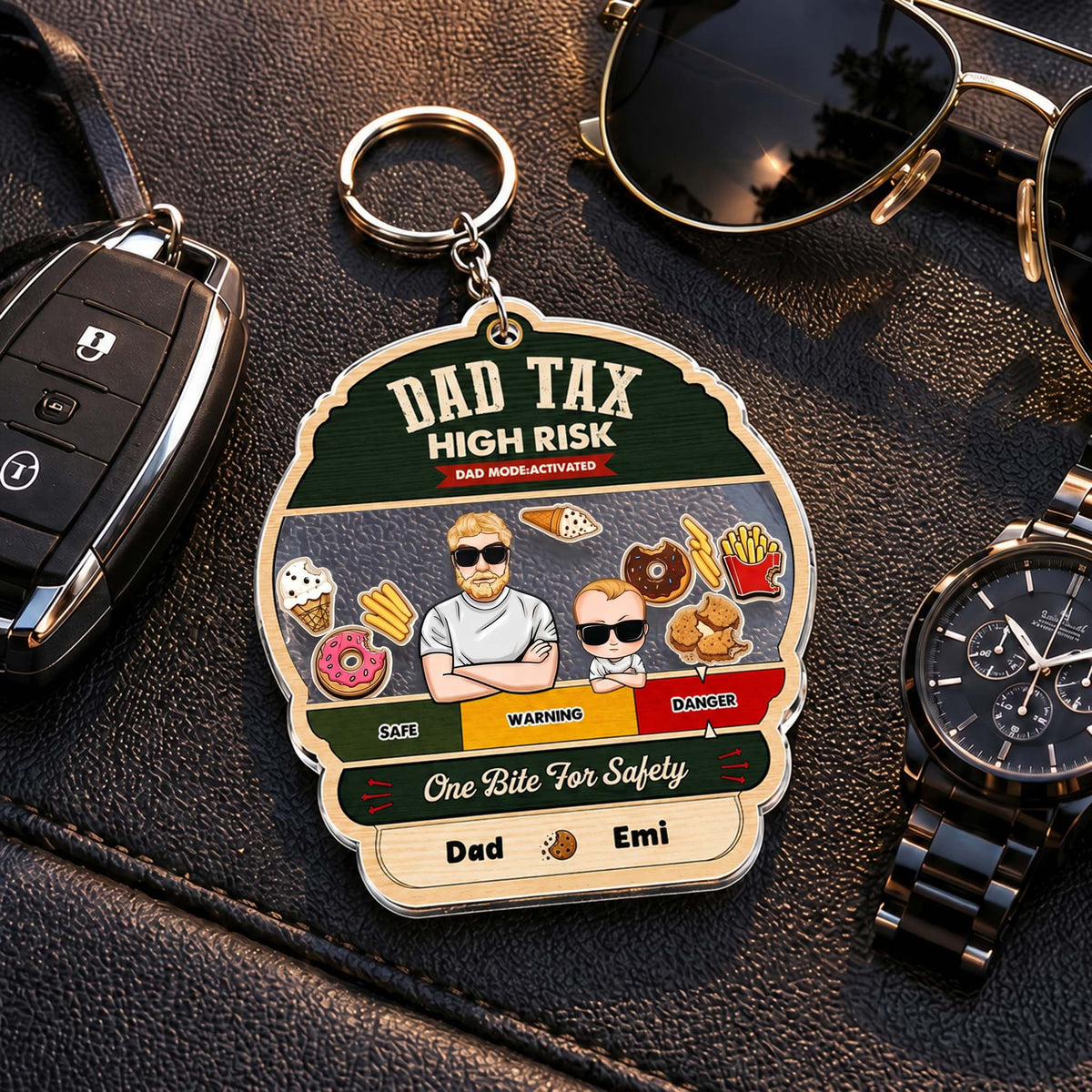 Dad Tax Shaking Keychain - Personalized Father's Day Gift for Dad, Father, Grandpa & Papa, Custom Acrylic Keychain