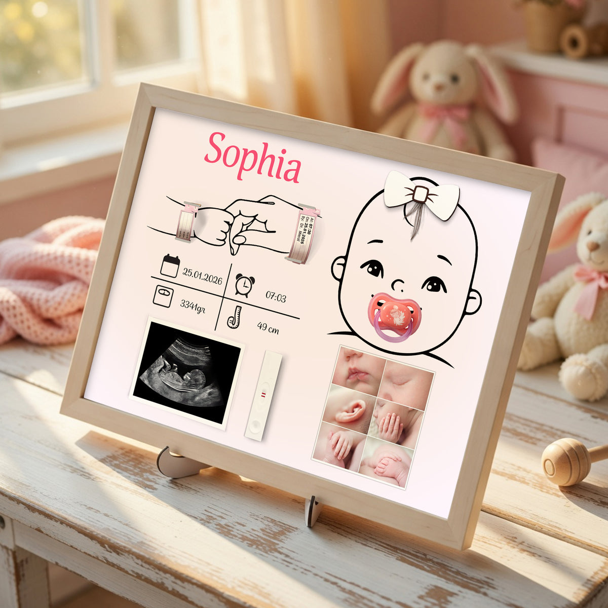 Personalized Wooden Baby Memory Sign – Baby’s First Moments Keepsake