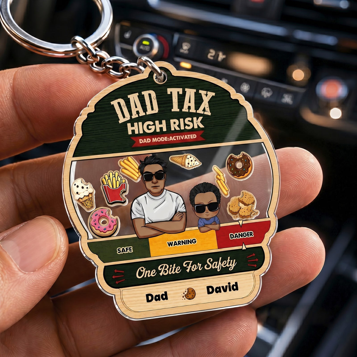 Dad Tax Shaking Keychain - Personalized Father's Day Gift for Dad, Father, Grandpa & Papa, Custom Acrylic Keychain