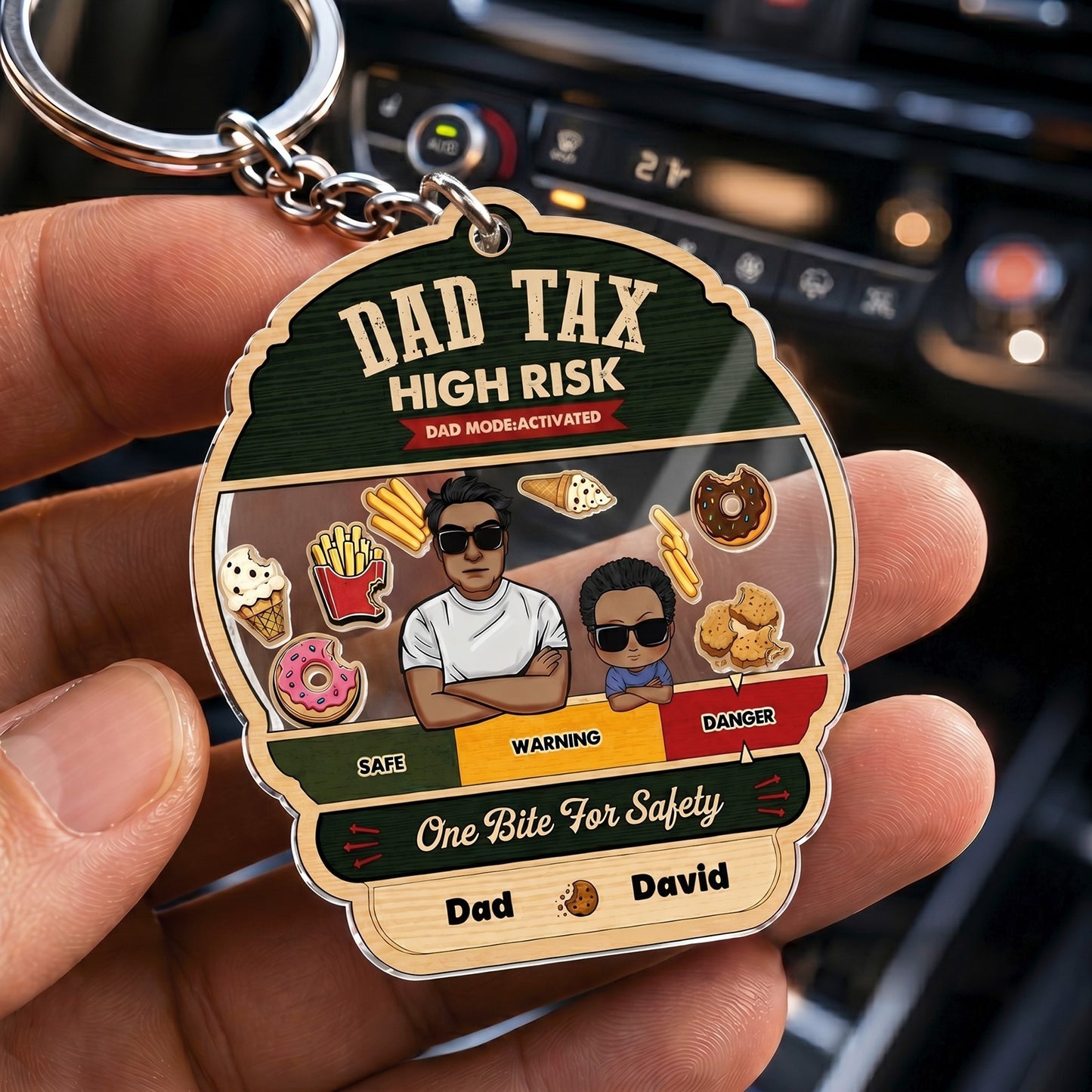 Dad Tax Shaking Keychain - Personalized Father's Day Gift for Dad, Father, Grandpa & Papa, Custom Acrylic Keychain