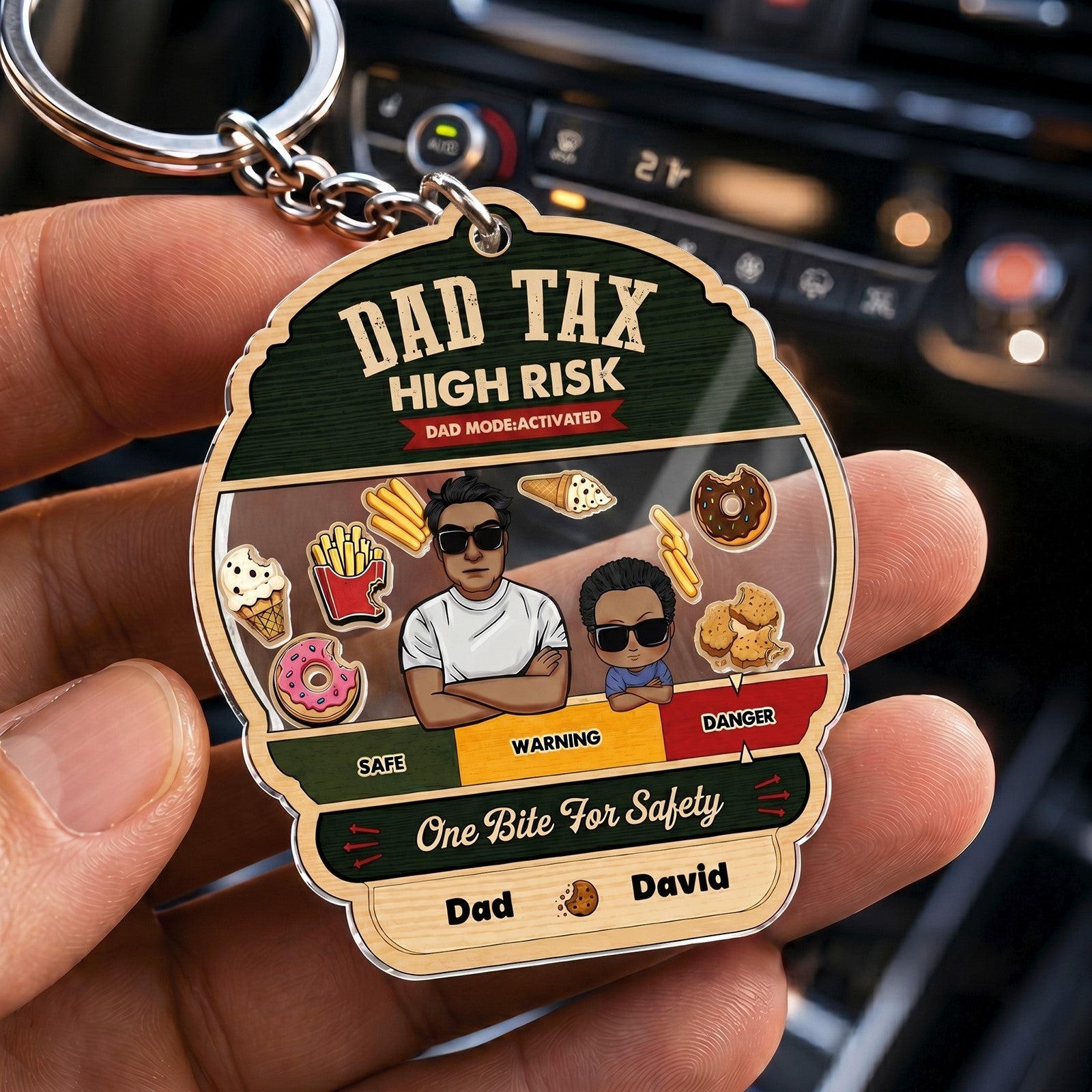 Dad Tax Shaking Keychain - Personalized Father's Day Gift for Dad, Father, Grandpa & Papa, Custom Acrylic Keychain